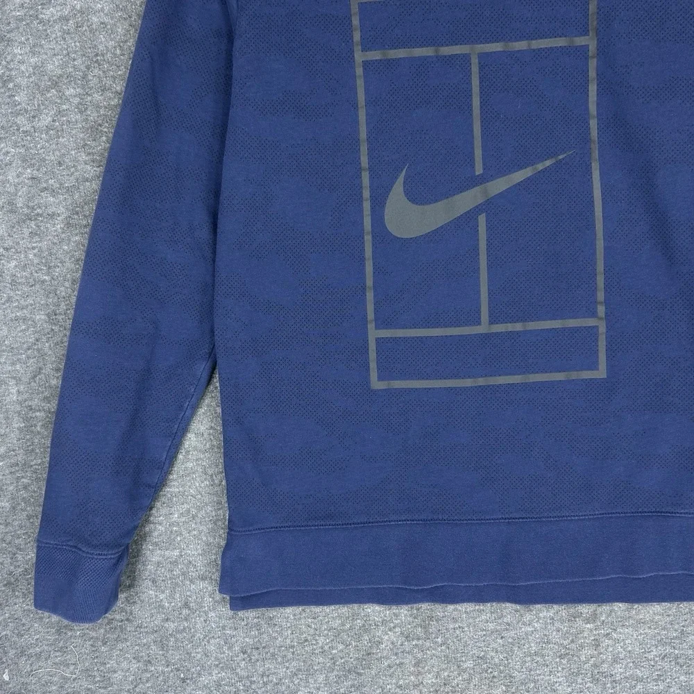 Nike Court Sweatshirt Mens‎ M Blue Fleece Crewneck Pullover Tennis 715242